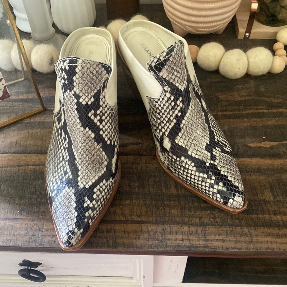 Gianni bini snake skin heeled slip on booties